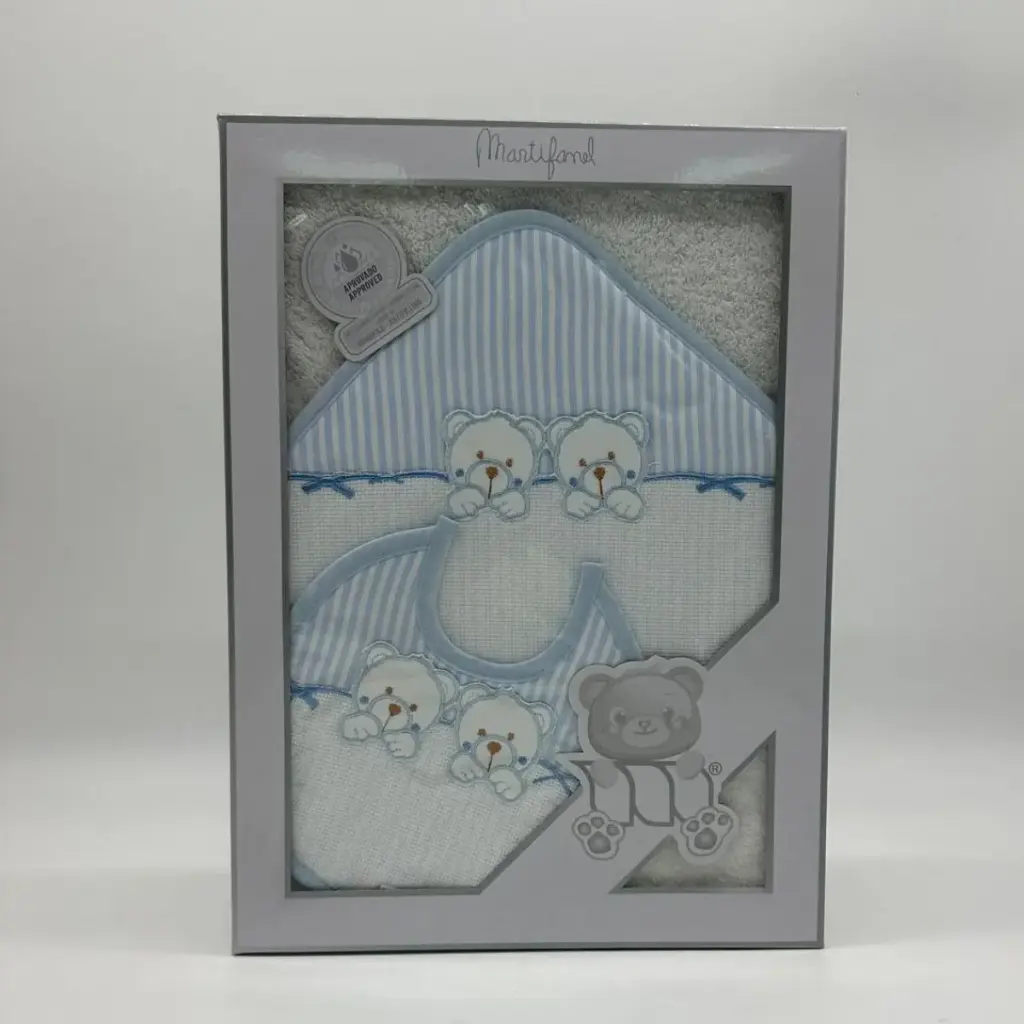 CAPA DE BAÑO + BABERO 201 TWINS AZUL MARTIFANEL