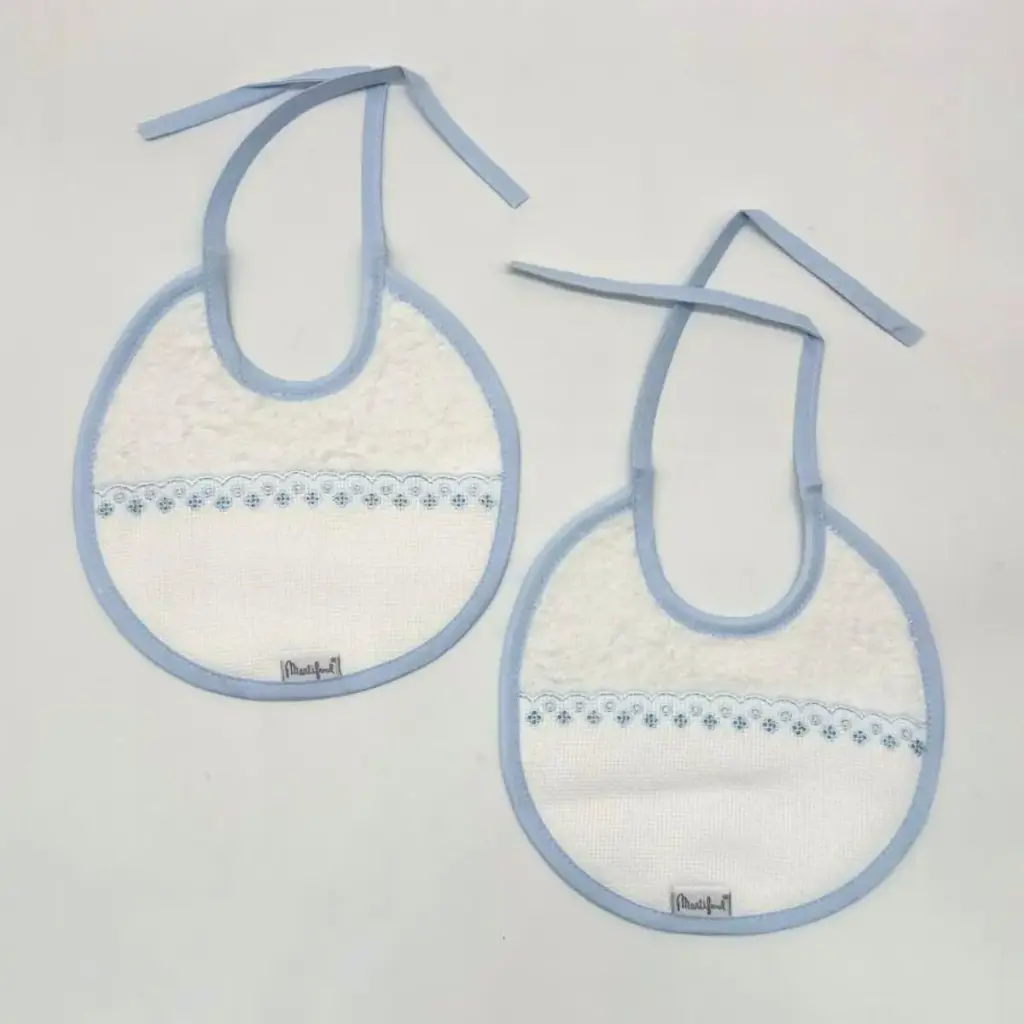 PACK 2 BABEROS PARA BORDAR BAB 05 QB01/2 BLANCO-AZUL MARTIFANEL