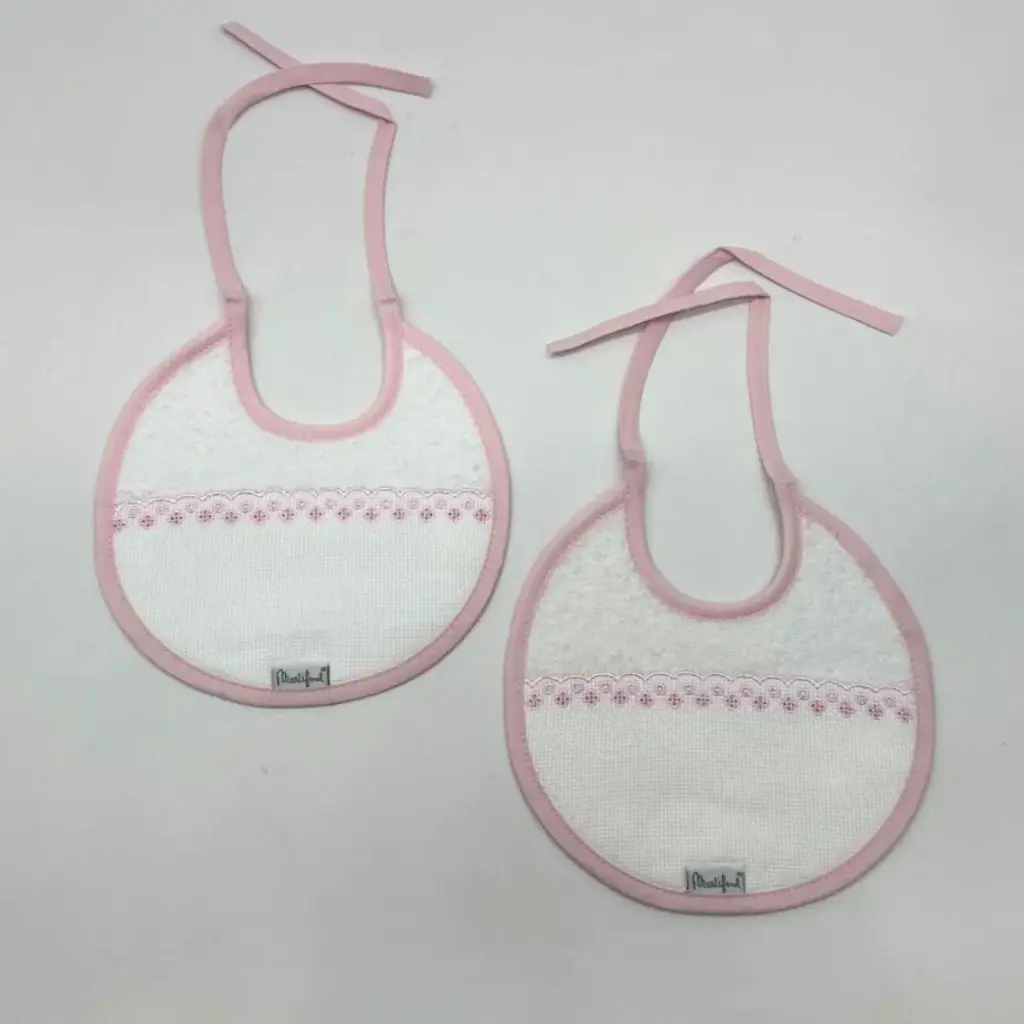 PACK 2 BABEROS PARA BORDAR BAB 05 QB01/2 BLANCO-ROSA MARTIFANEL