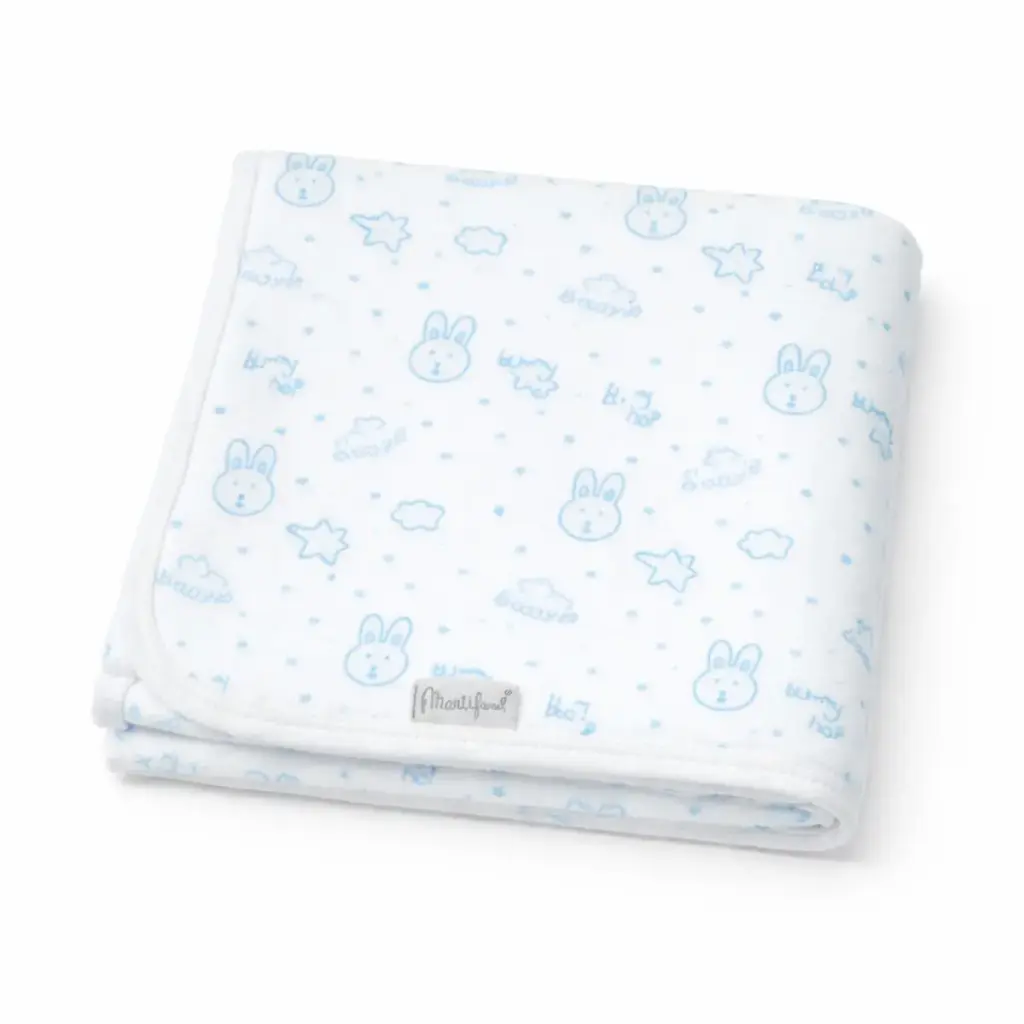 ARRULLO ESTAMPADO BEBÉ ALGODÓN 90X90 1426 CONEJITOS AZUL MARTIFANEL