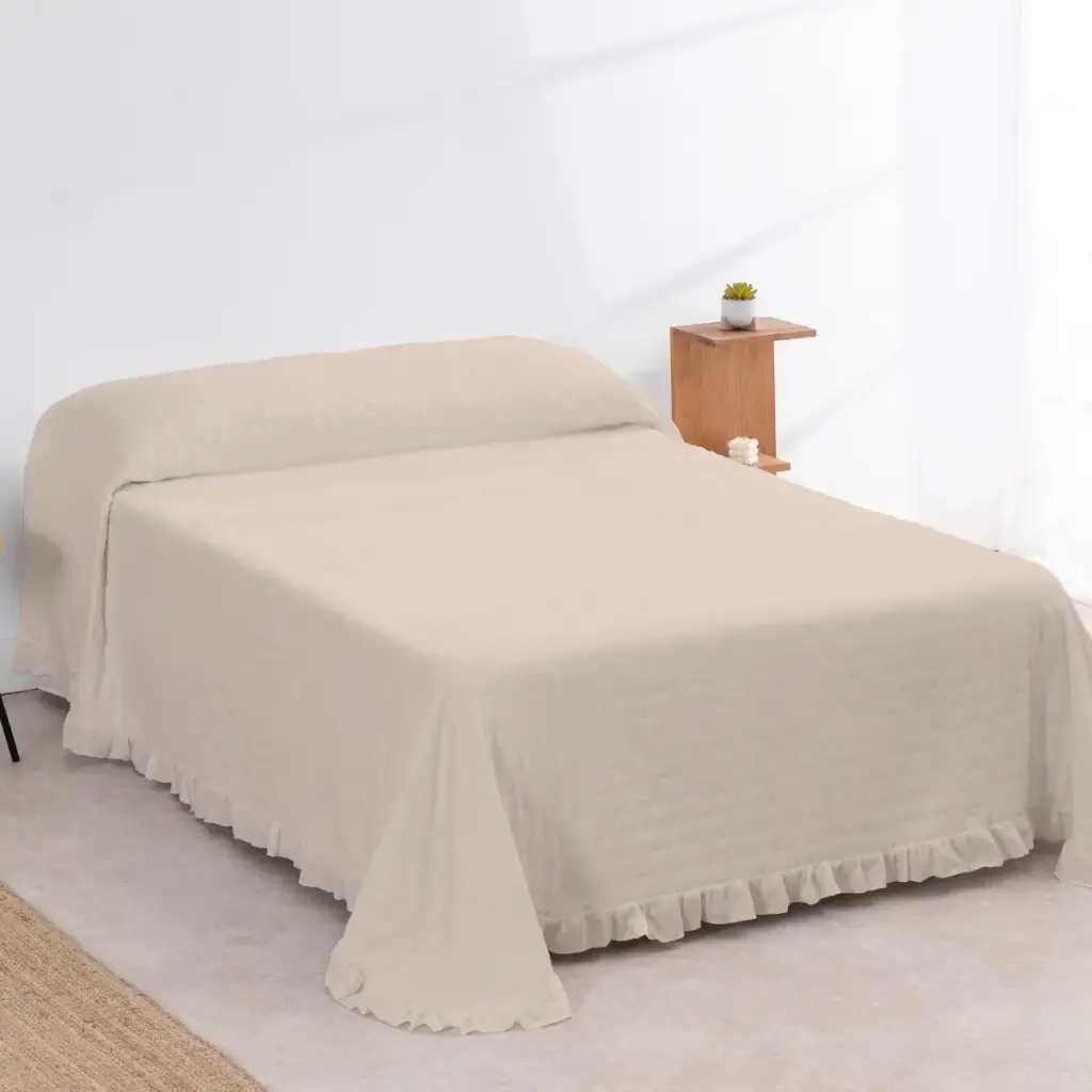 COLCHA BOUTI VOLANTE ATENAS BEIGE INNOVA HOME