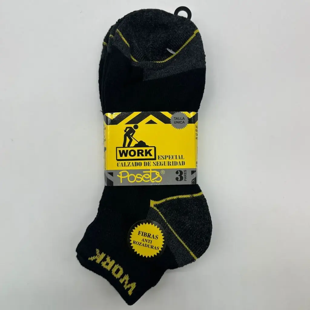 CALCETIN TOBILLERO TRABAJO PACK 12 412 NEGRO POSETS 