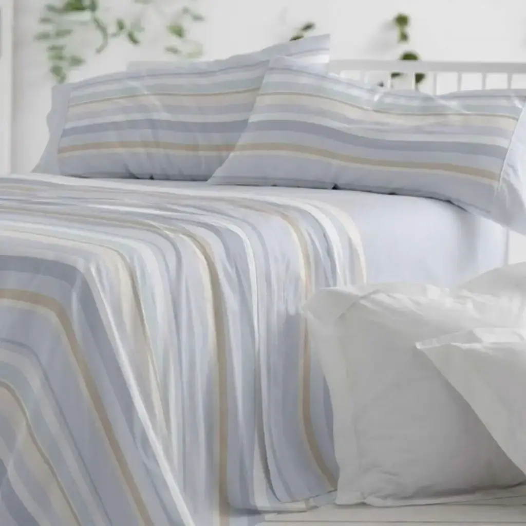 JUEGO DE SABANAS TELA 547 AZUL BURRITO BLANCO
