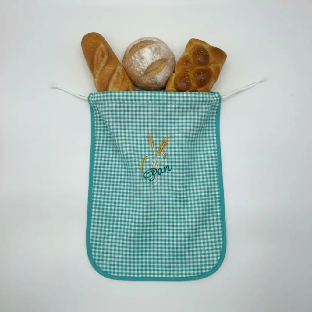 BOLSA PAN BORDADA AGUA MARINA VICHY SC
