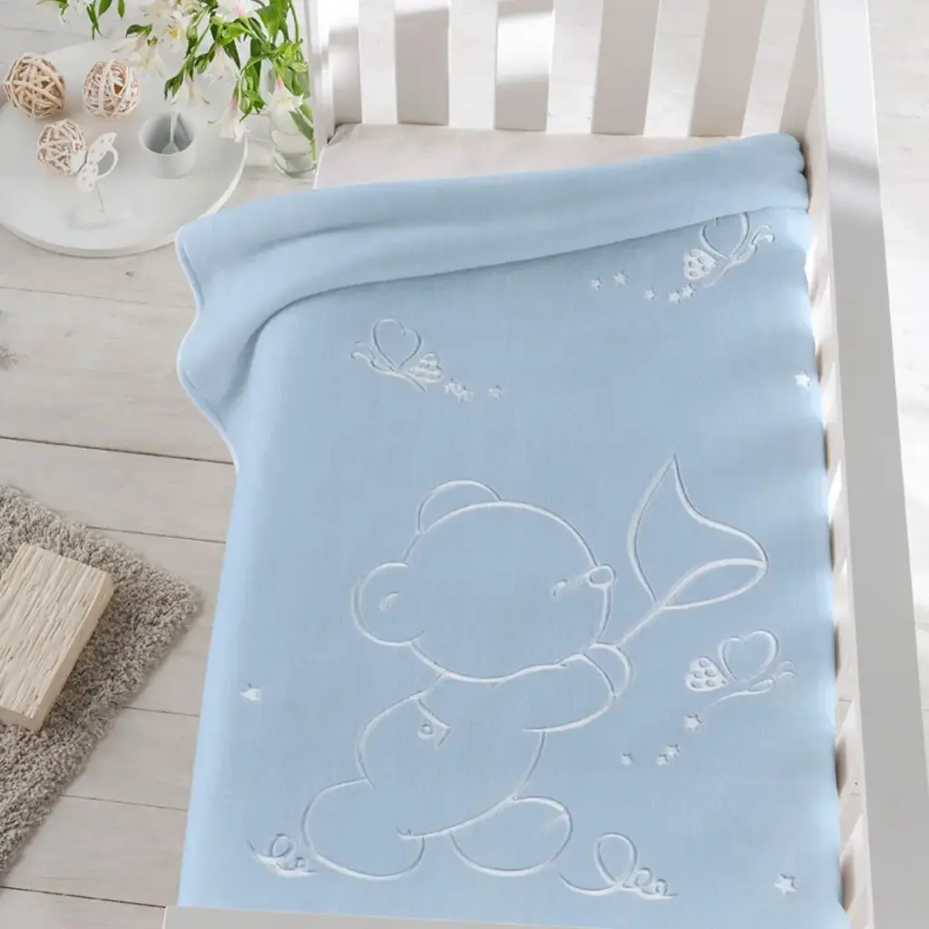 MANTA CUNA GOFRADA 6654 110X140 C/62 AZUL PIELSA