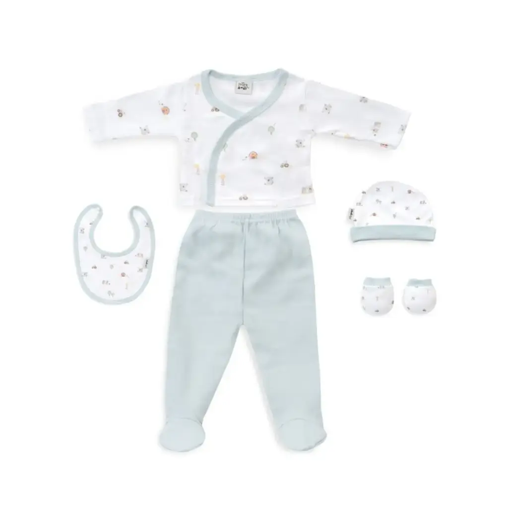 SET REGALO 5 PIEZAS ALGODON GRANJA KOALA VERDE INTERBABY