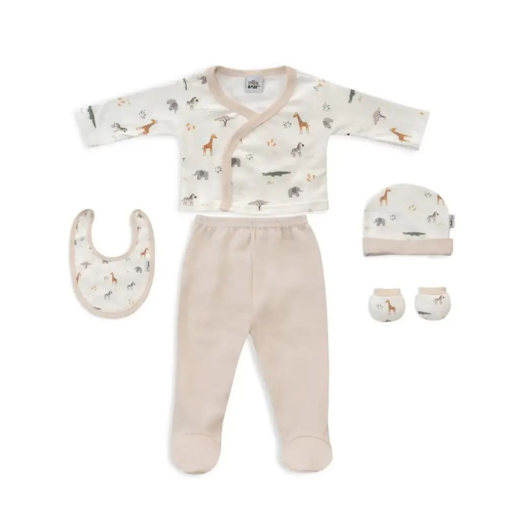 SET REGALO 5 PIEZAS ALGODON SAVANNA BEIG INTERBABY