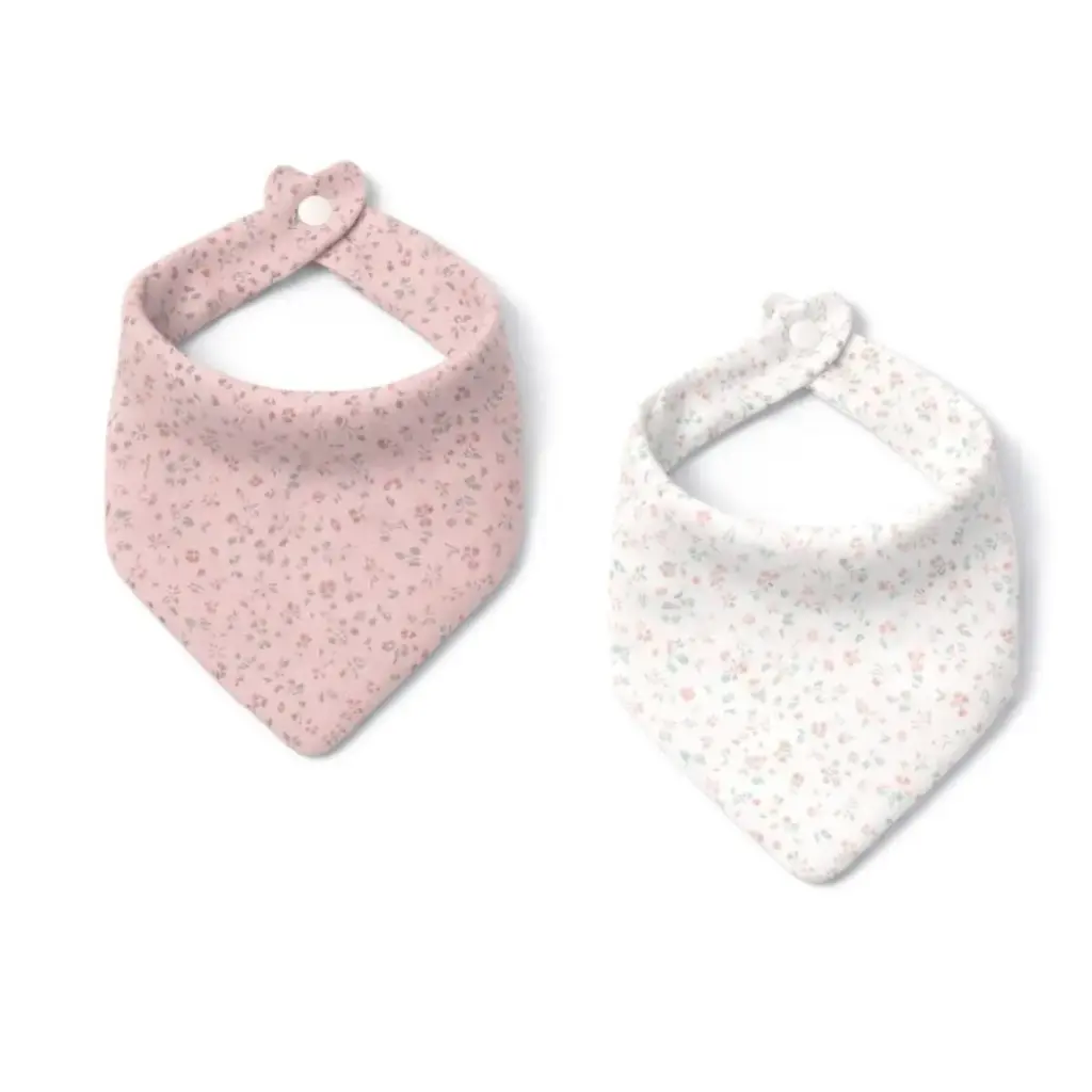 PACK 2 BABERO BANDANA FLORES PETALOS BCO/ROSA INTERBABY