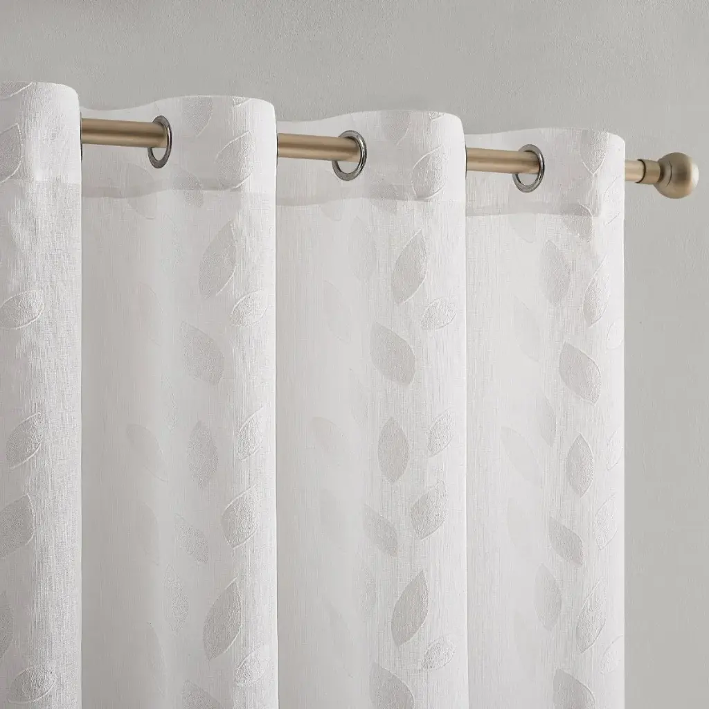 VISILLO JACQUARD HOJAS VD-5406 BLANCO 140X265 CAMALTEX 