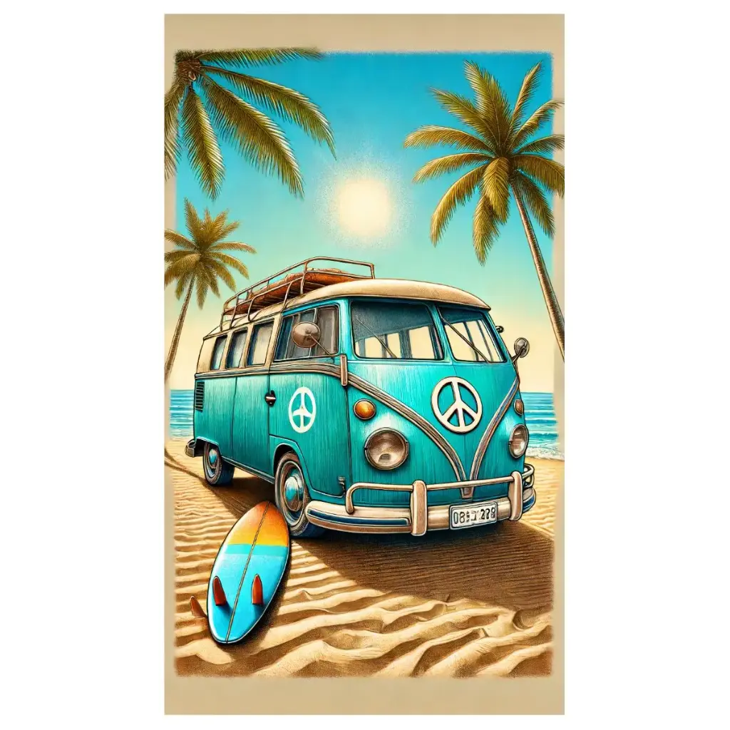 TOALLA PLAYA MICROFIBRA 90X170 07884 FURGO VERDE SUN & SURF