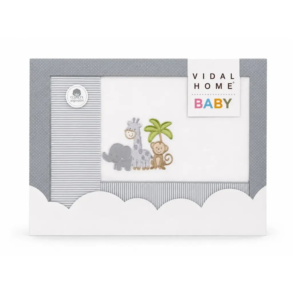 JUEGO DE SABANAS TELA 11054 BLANCO/GRIS VIDAL HOME BABY