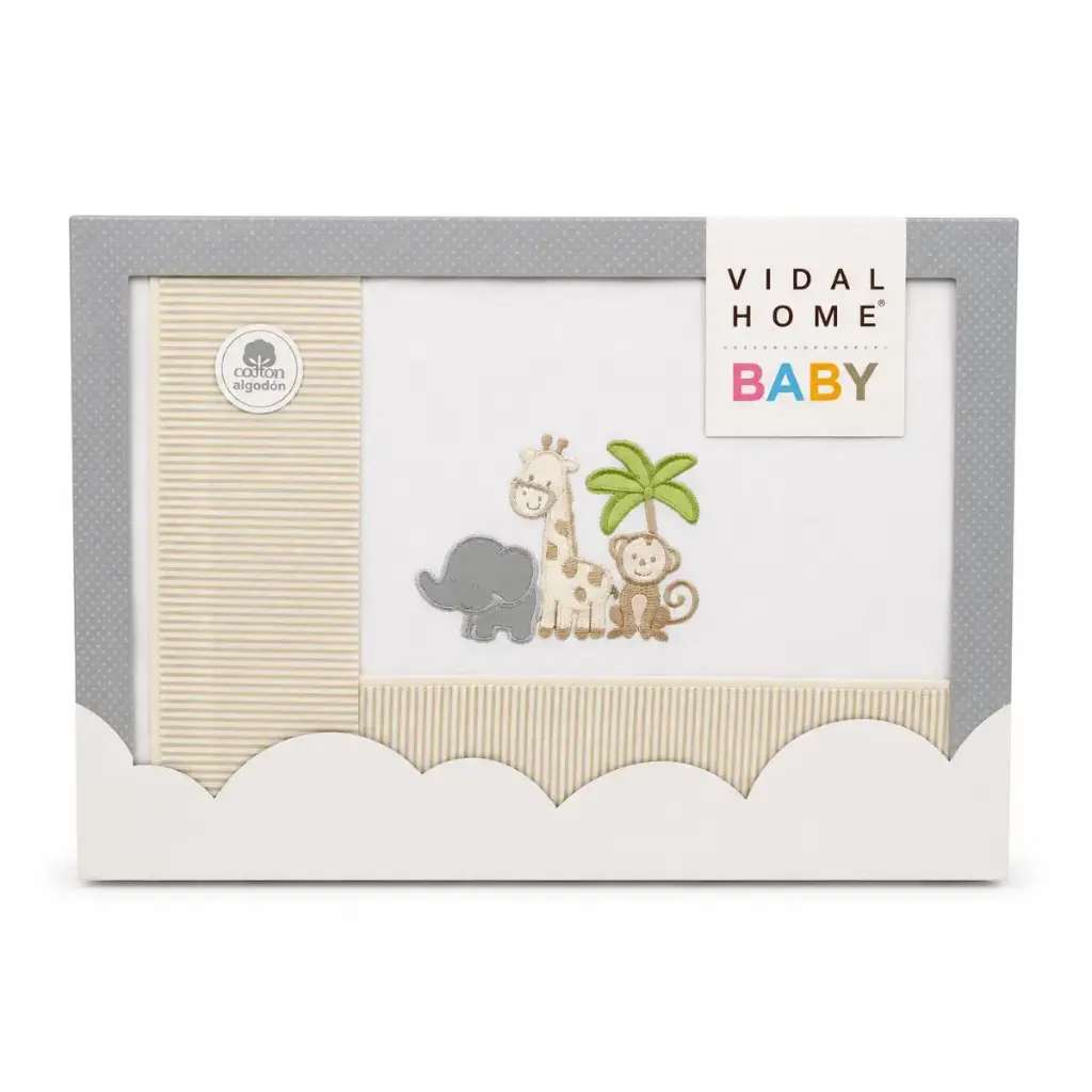 JUEGO DE SABANAS TELA 11054 BLANCO/BEIGE VIDAL HOME BABY