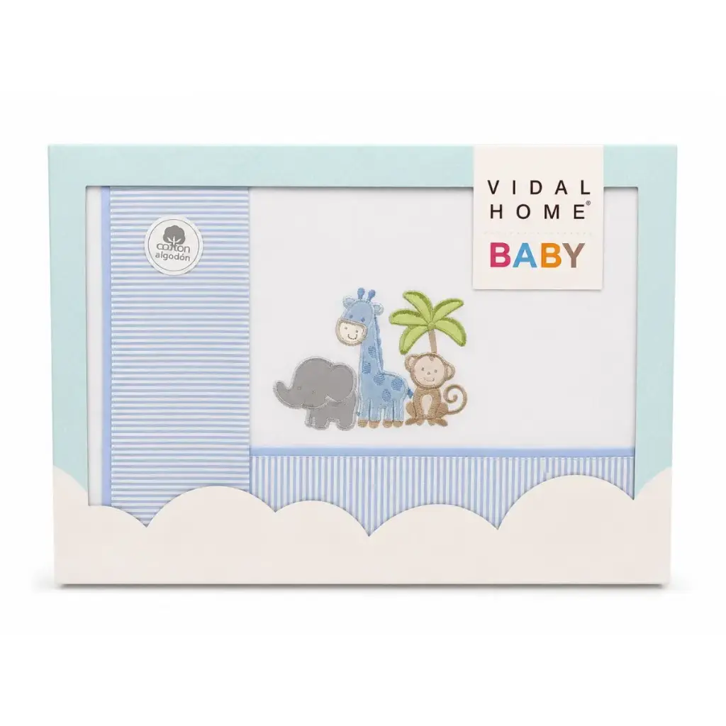JUEGO DE SABANAS TELA 11054 BLANCO/AZUL VIDAL HOME BABY