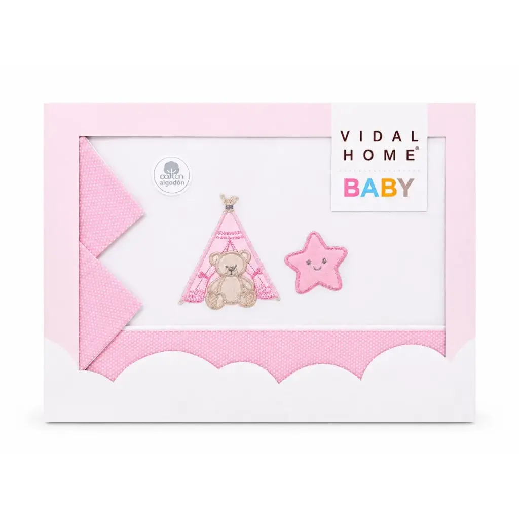 JUEGO DE SABANAS TELA 11055 BLANCO/ROSA VIDAL HOME BABY