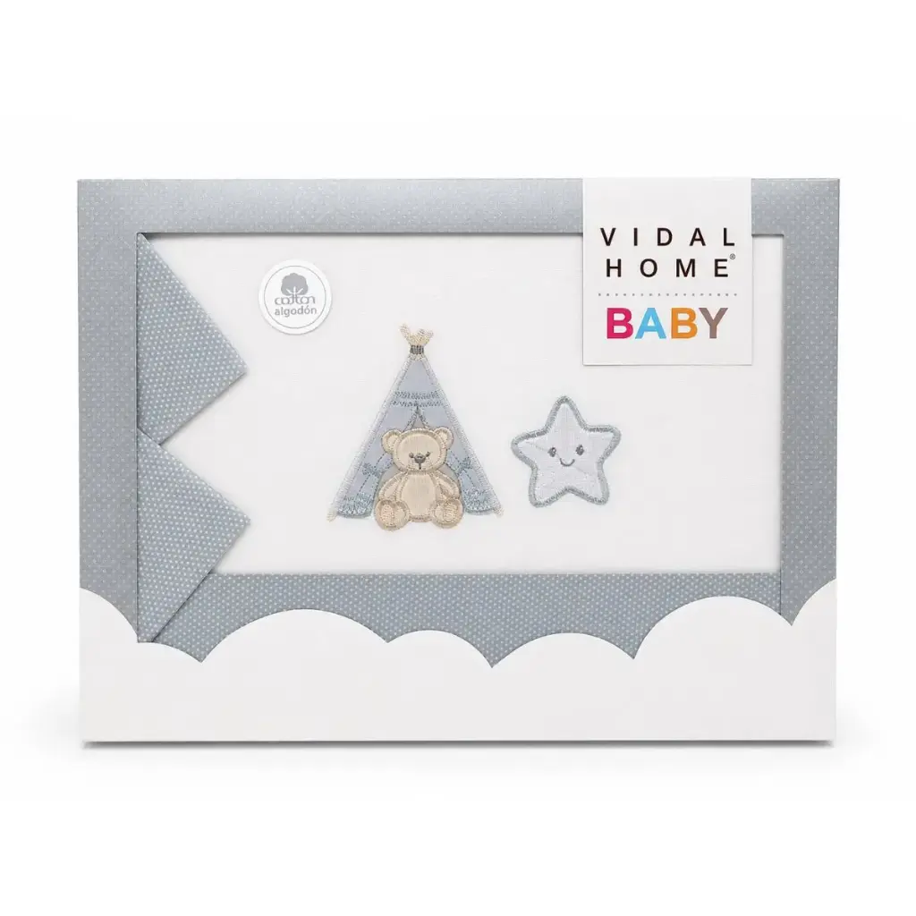 JUEGO DE SABANAS TELA 11055 BLANCO/GRIS VIDAL HOME BABY