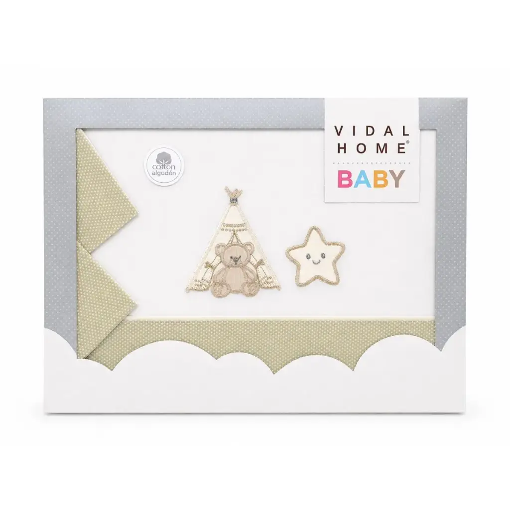 JUEGO DE SABANAS TELA 11055 BLANCO/BEIGE VIDAL HOME BABY