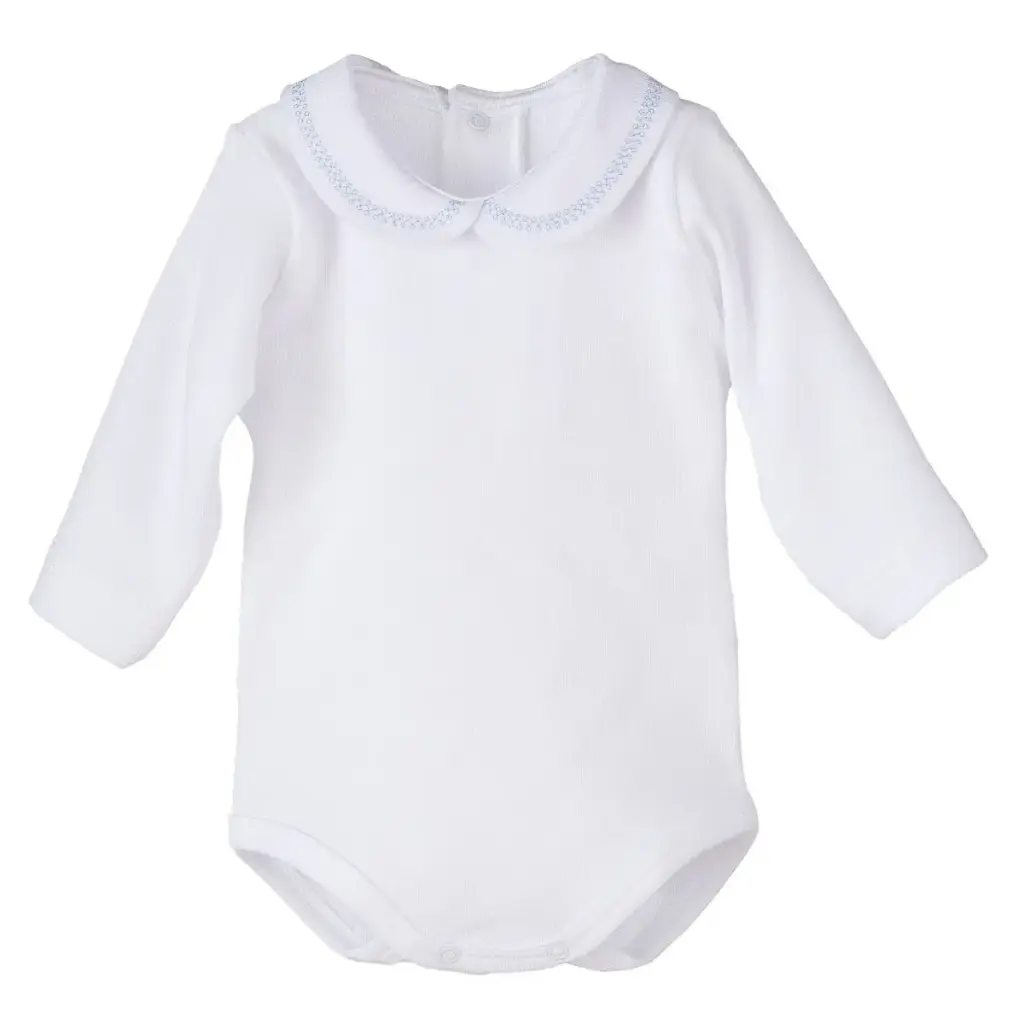 BODY CUELLO BORDADO BEL 19059 BLA/CEL CALAMARO