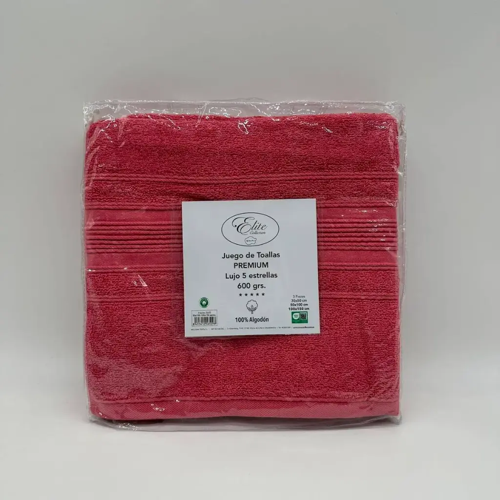 JUEGO DE TOALLAS 3 PZ 600 GR CORAL ELITE COLLECTION  