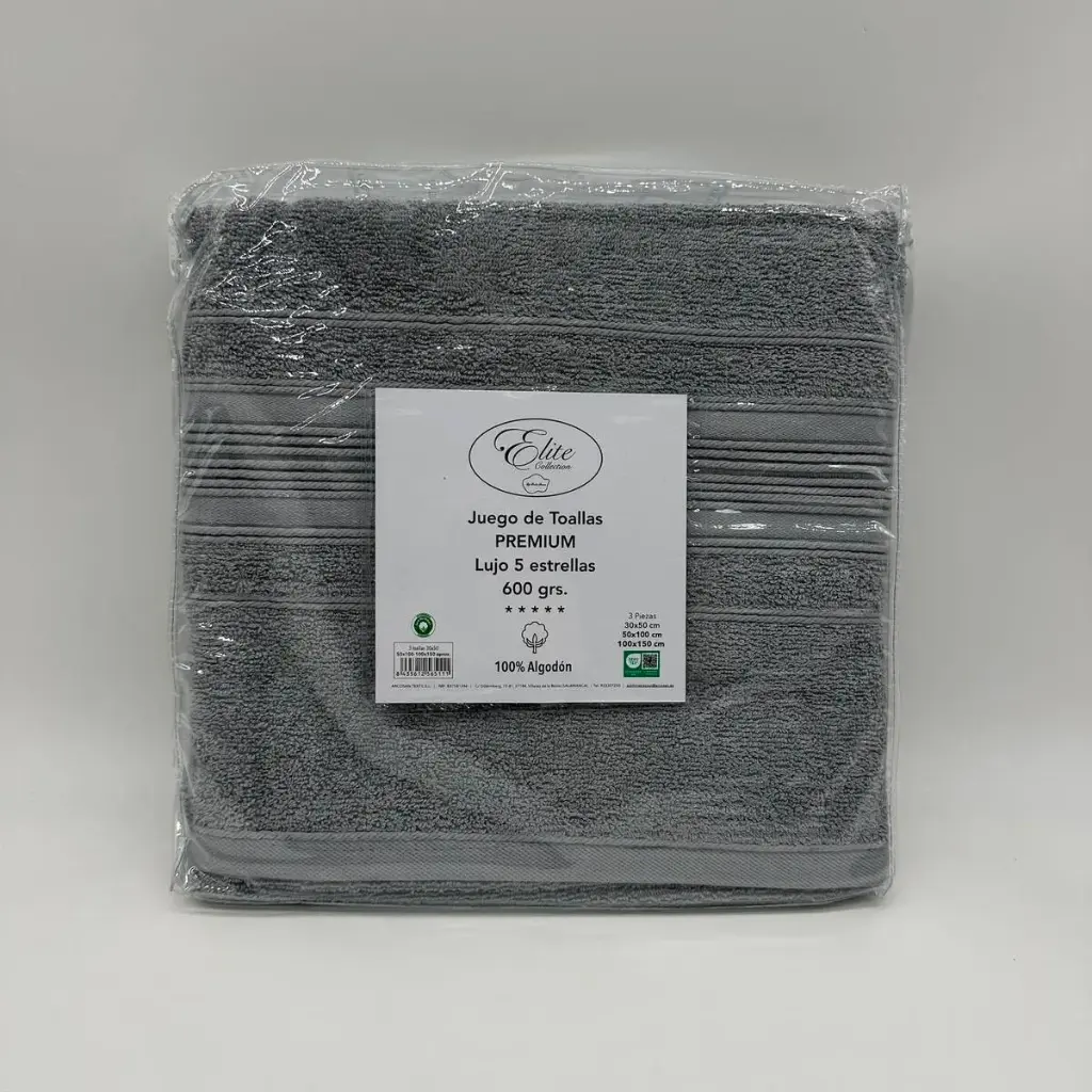 JUEGO DE TOALLAS 3 PZ 600 GR PERLA ELITE COLLECTION    