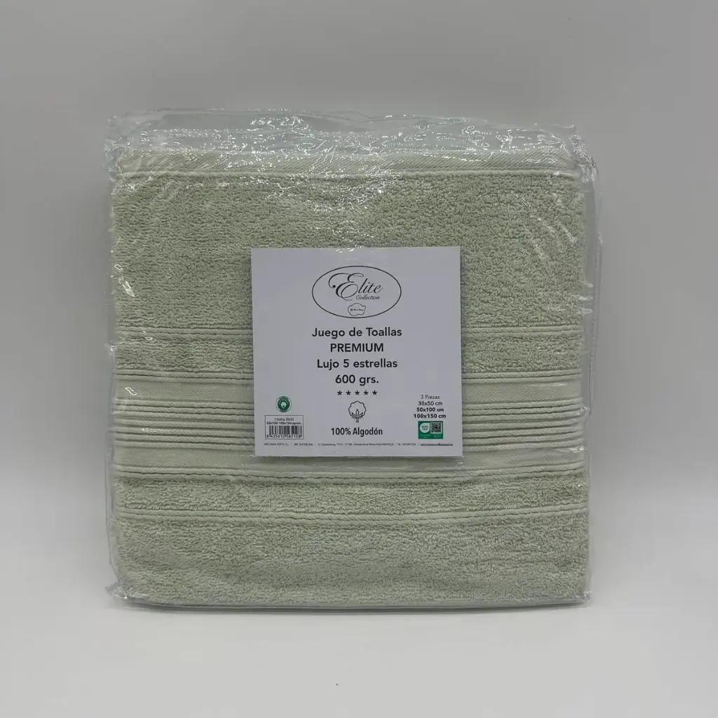 JUEGO DE TOALLAS 3 PZ 600 GR MENTA ELITE COLLECTION     
