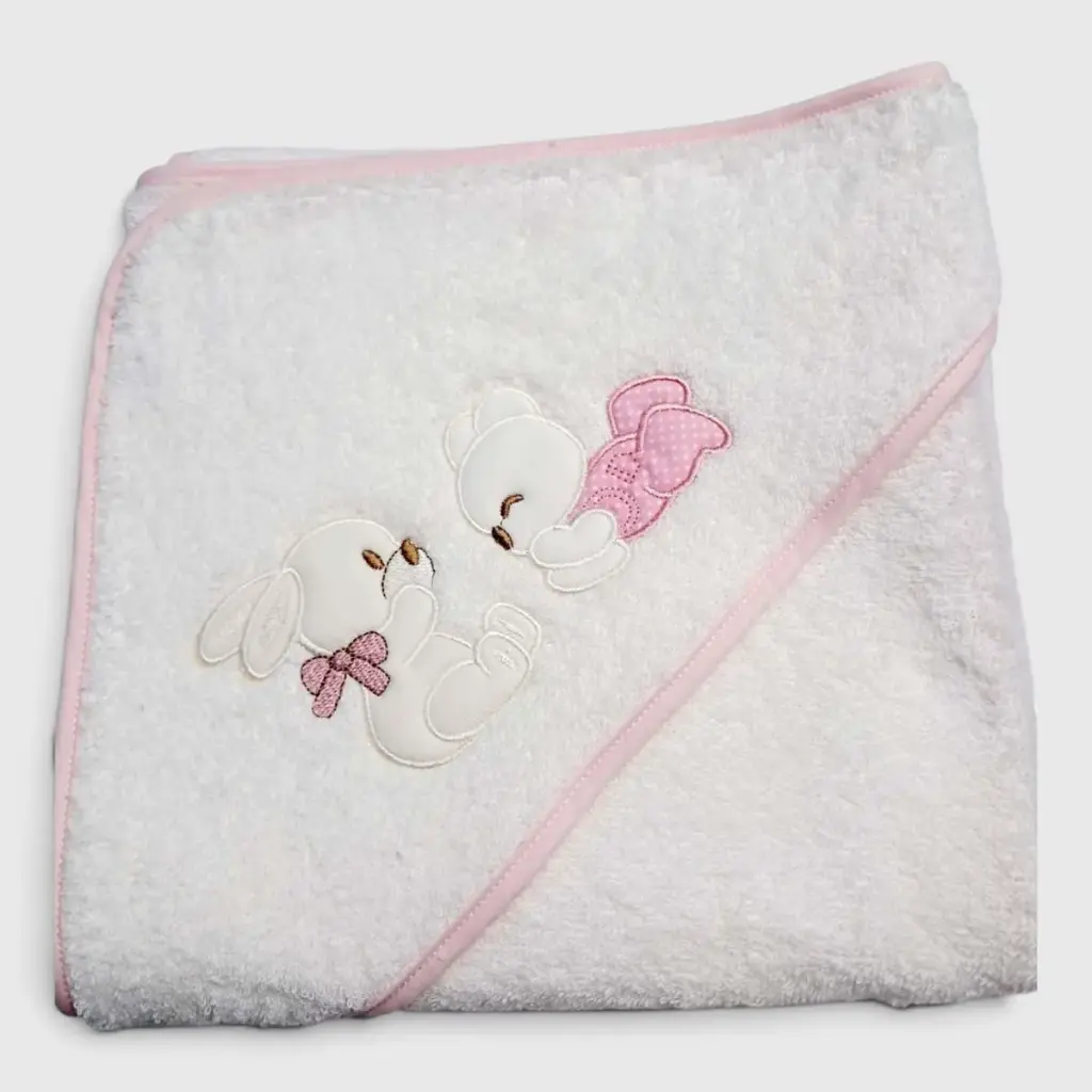 CAPA DE BAÑO OSITO BCO/ROSA 100X100 BEBEGIRO