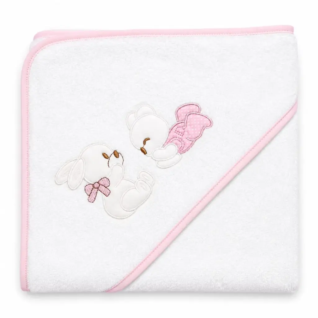 CAPA DE BAÑO OSITO BCO/ROSA 100X100 BEBEGIRO