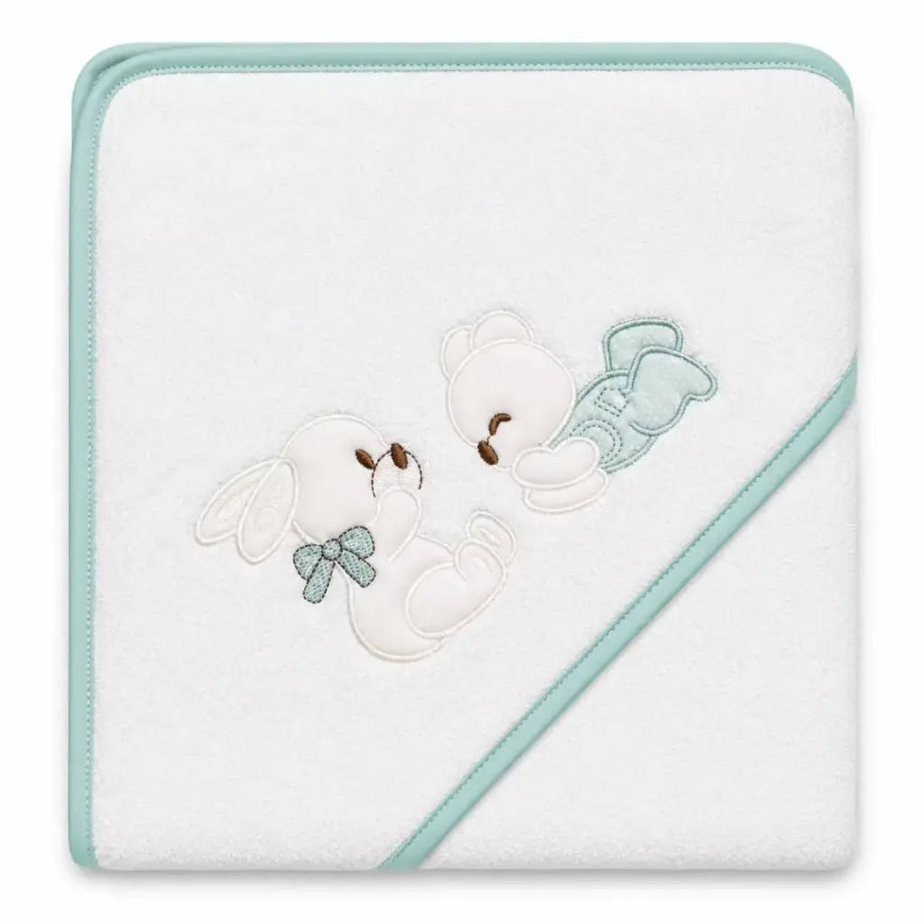 CAPA DE BAÑO OSITO BCO/VERDE 100X100 BEBEGIRO