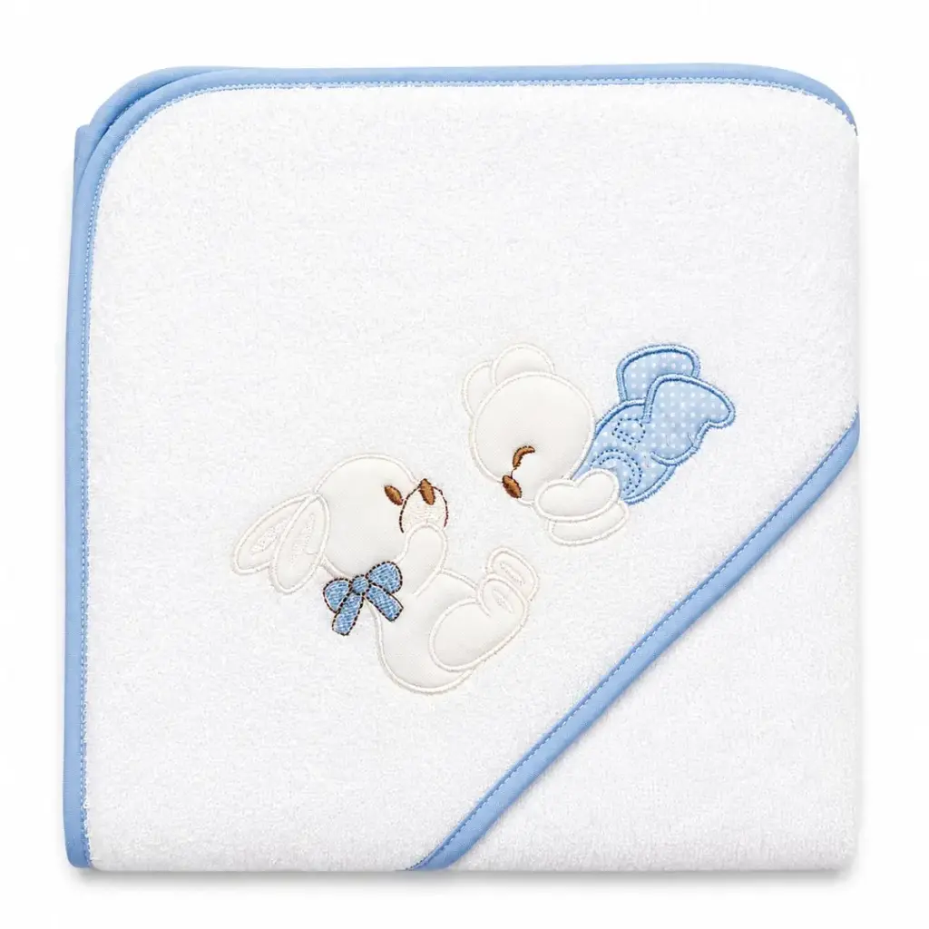 CAPA DE BAÑO OSITO BCO/AZUL 100X100 BEBEGIRO