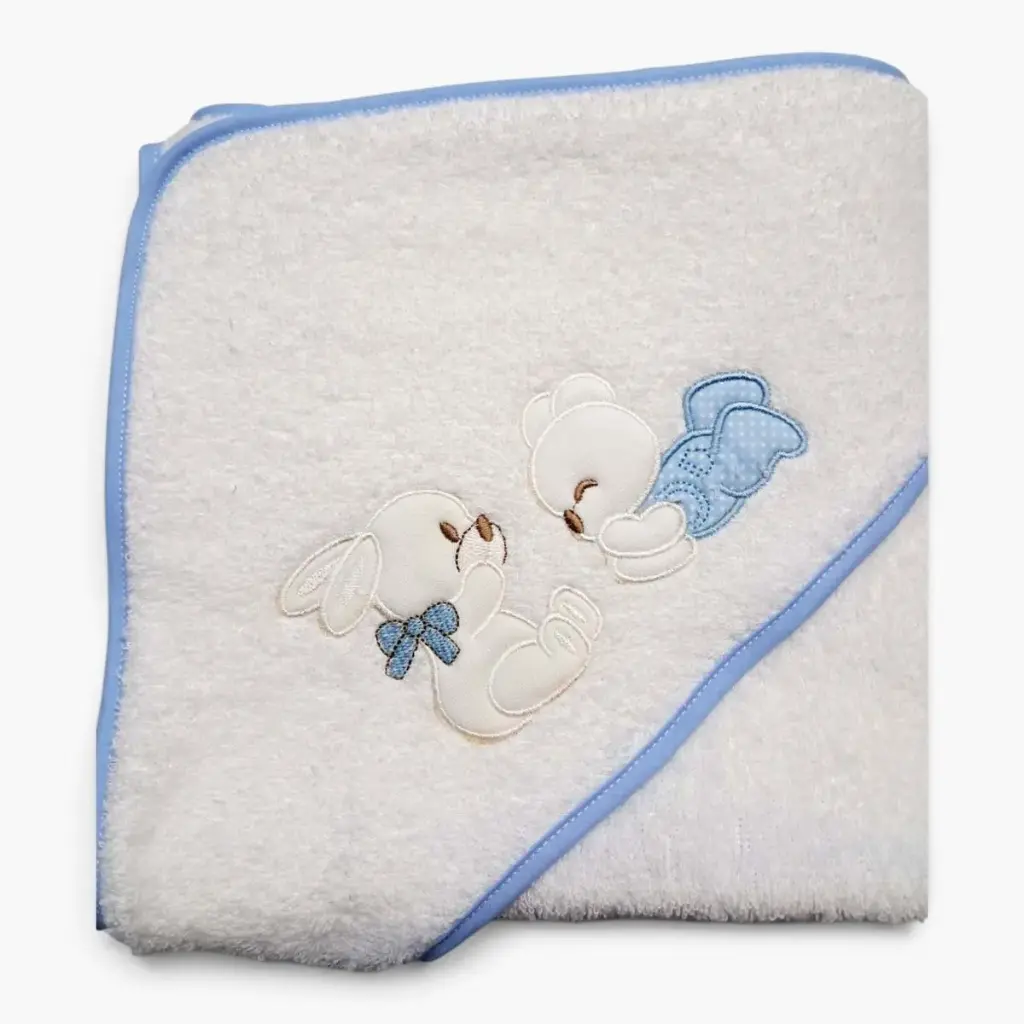 CAPA DE BAÑO OSITO BCO/AZUL 100X100 BEBEGIRO
