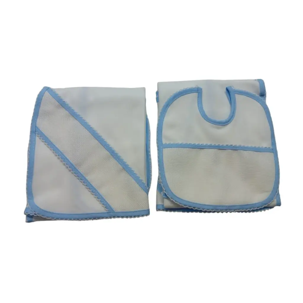 PACK GASA Y BABERO PARA BORDAR AZUL BEBEGIRO