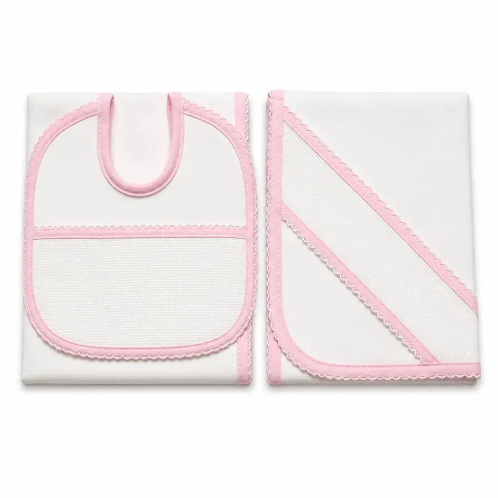 PACK GASA Y BABERO PARA BORDAR ROSA BEBEGIRO