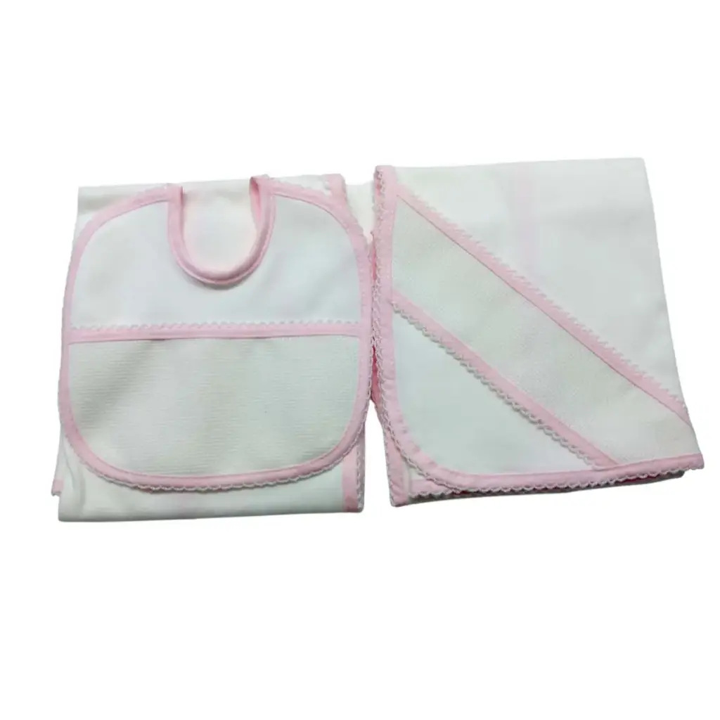 PACK GASA Y BABERO PARA BORDAR ROSA BEBEGIRO