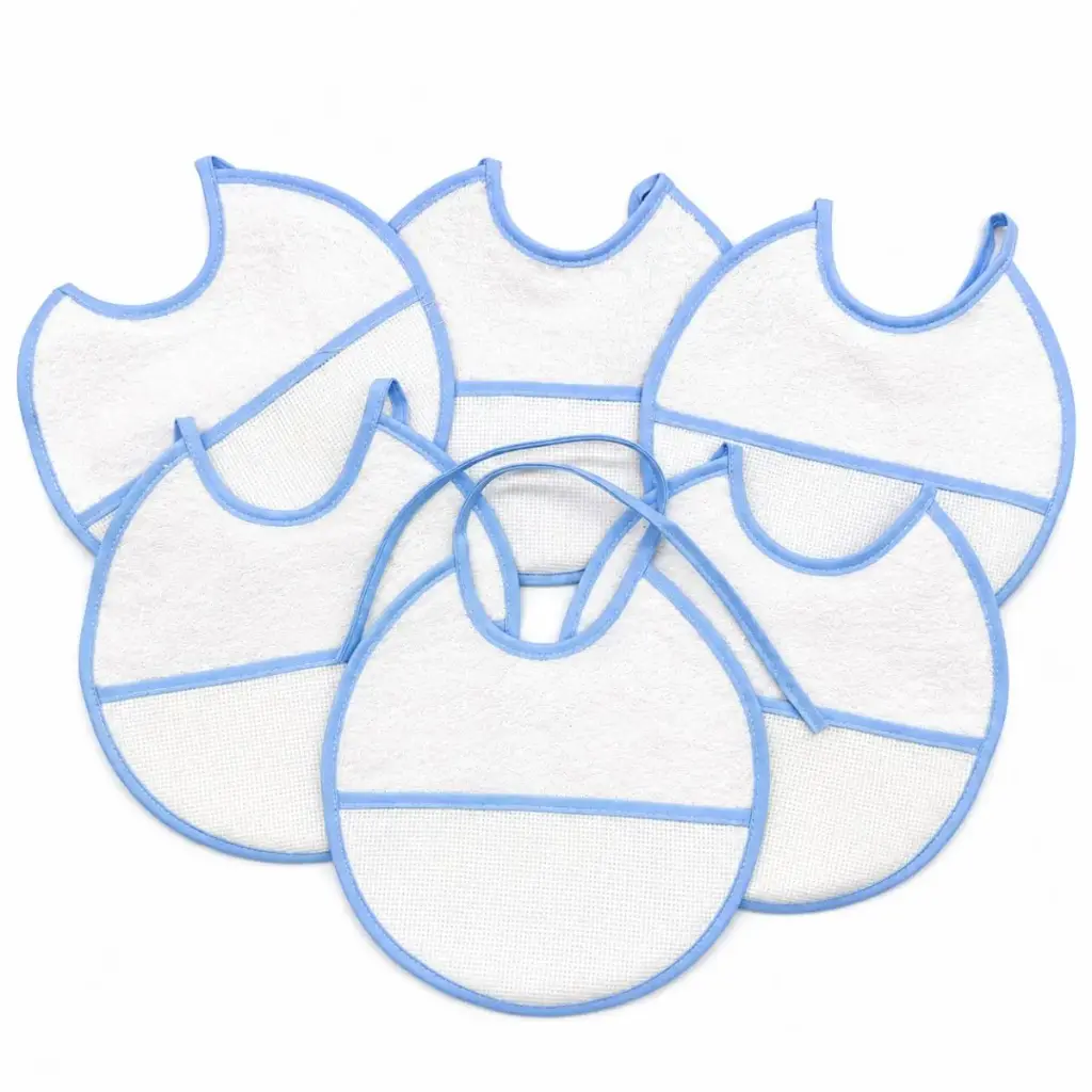 PACK 6 BABEROS PARA BORDAR BBT-19 AZUL BEBEGIRO