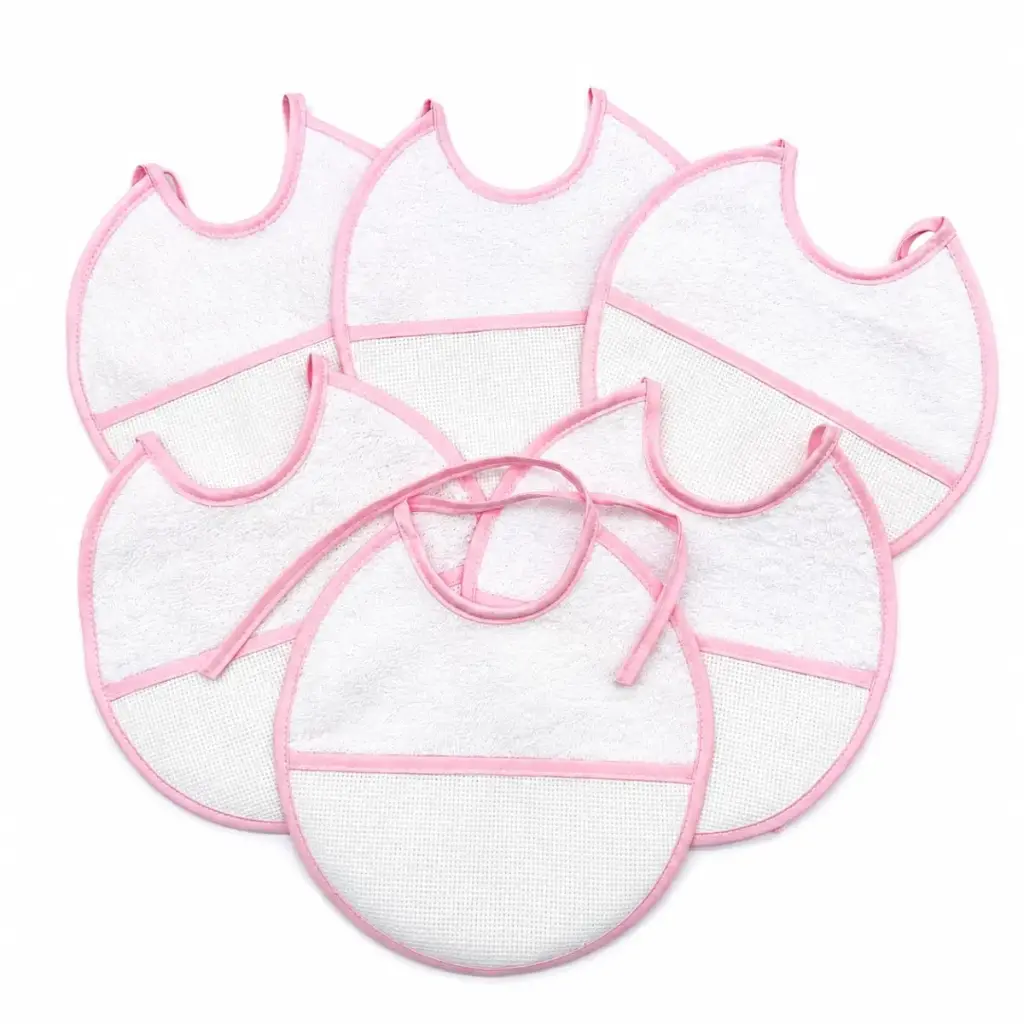 PACK 6 BABEROS PARA BORDAR BBT-19 ROSA BEBEGIRO