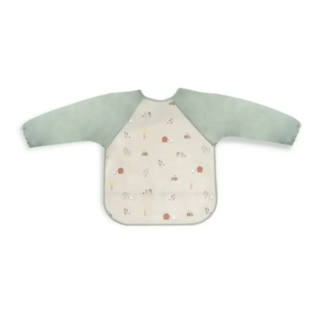BABERO CON MANGAS ESTAMPADO GRANJA KOALA VERDE INTERBABY