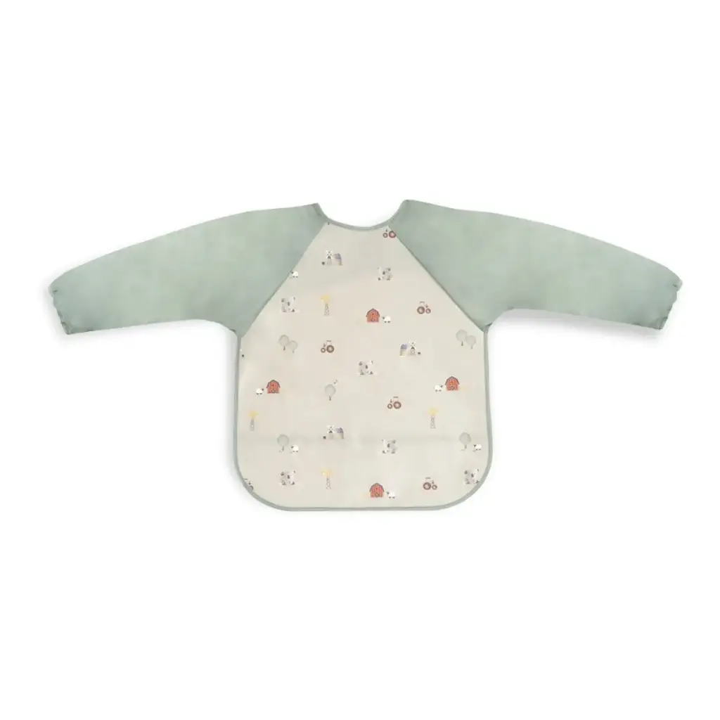 BABERO CON MANGAS ESTAMPADO GRANJA KOALA VERDE INTERBABY