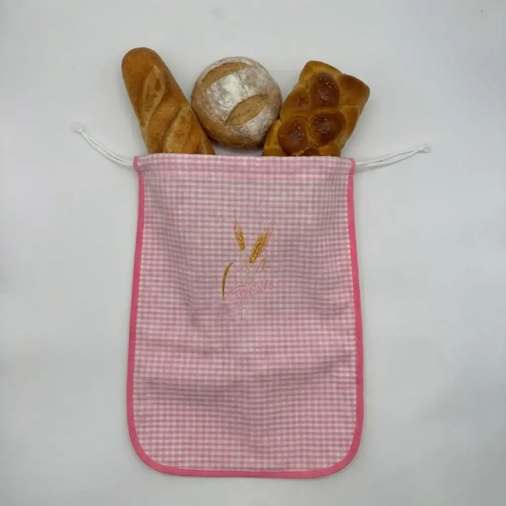 BOLSA PAN BORDADA ROSA VICHY SC