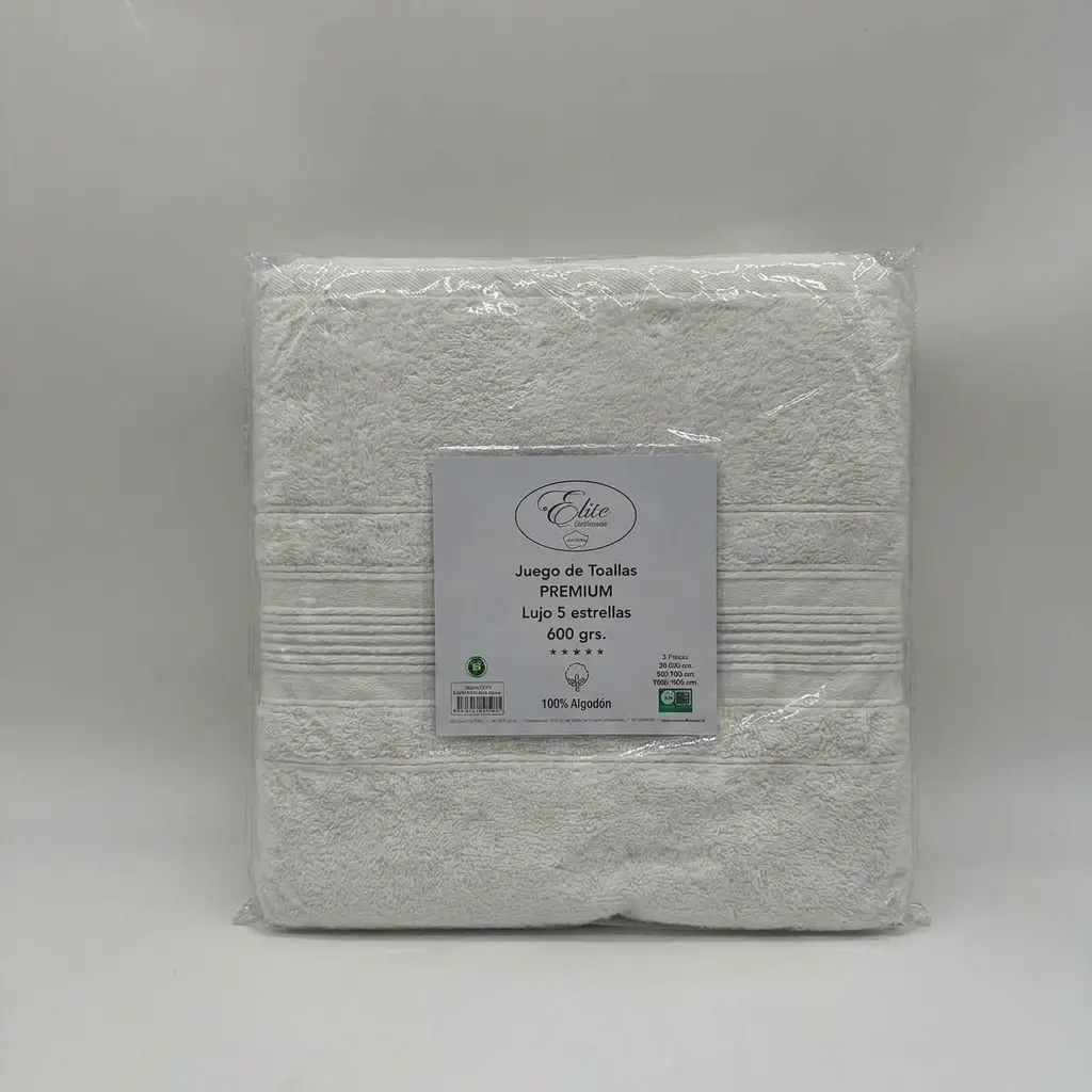 JUEGO DE TOALLAS 3 PZ 600 GR BLANCO ELITE COLLECTION