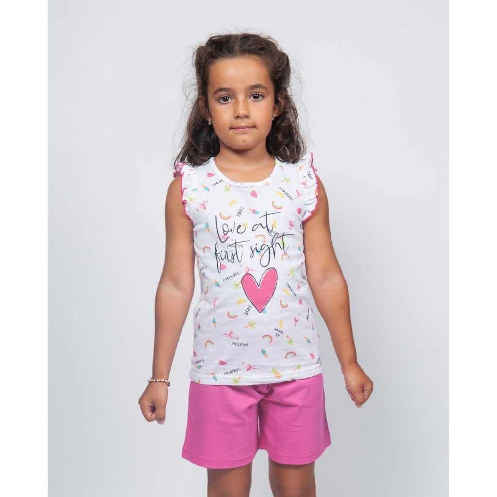 PIJAMA NIÑA TIRANTES CORAZÓN FLUOR 214011 MUSLHER