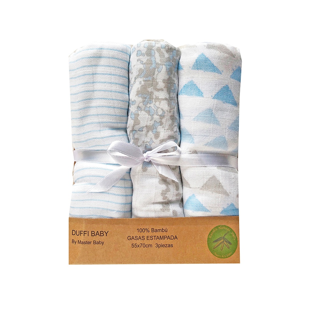 MUSELINA ESTAMPADA 100% BAMBU 950 AZUL DUFFI