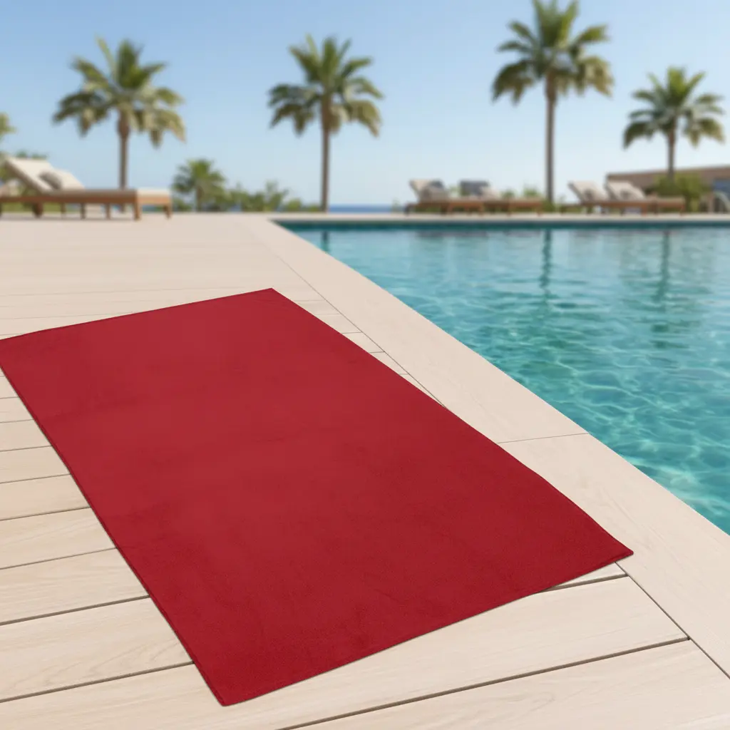 TOALLA PLAYA TERCIOPELO 100X160 LISO 13066 ROJO SECANETA