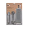 SET PORTACUBIERTOS+CUCHARA+SUJETA BABEROS SILICONA SI012-76 GRIS PETROLEO INTERBABY