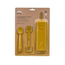 SET PORTACUBIERTOS+CUCHARA+SUJETA BABEROS SILICONA SI012-75 OCRE TIERRA INTERBABY