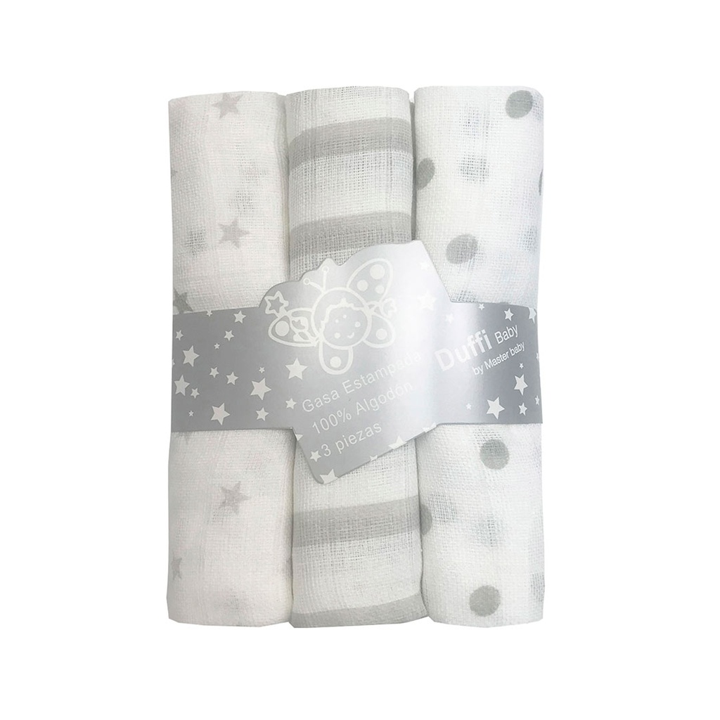 MUSELINA ESTAMPADA ALGODON 702 GRIS DUFFI