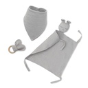 SET DOU DOU+BANDANA+MORDEDOR MUSELINA OSO GRIS PETROLEO INTERBABY