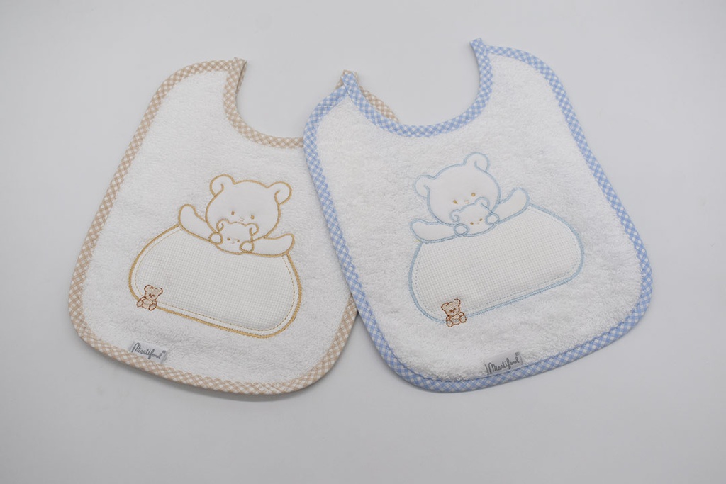 PACK 2 BABEROS PARA BORDAR 1PB/2 AZUL-BEIGE MARTIFANEL