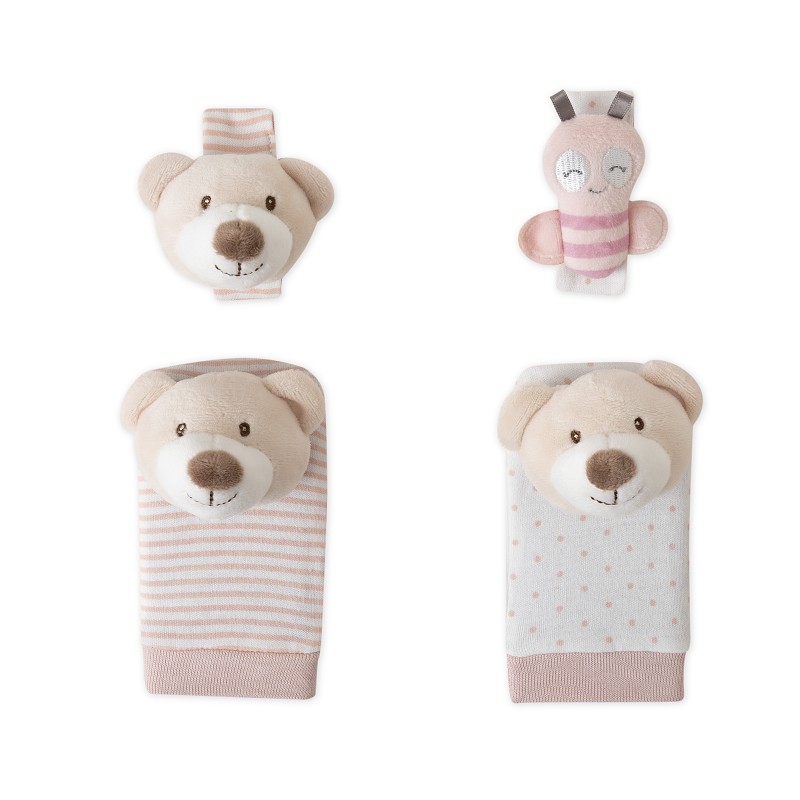 SET SONAJEROS PIES Y MUÑECAS OSITO ROSA INTERBABY