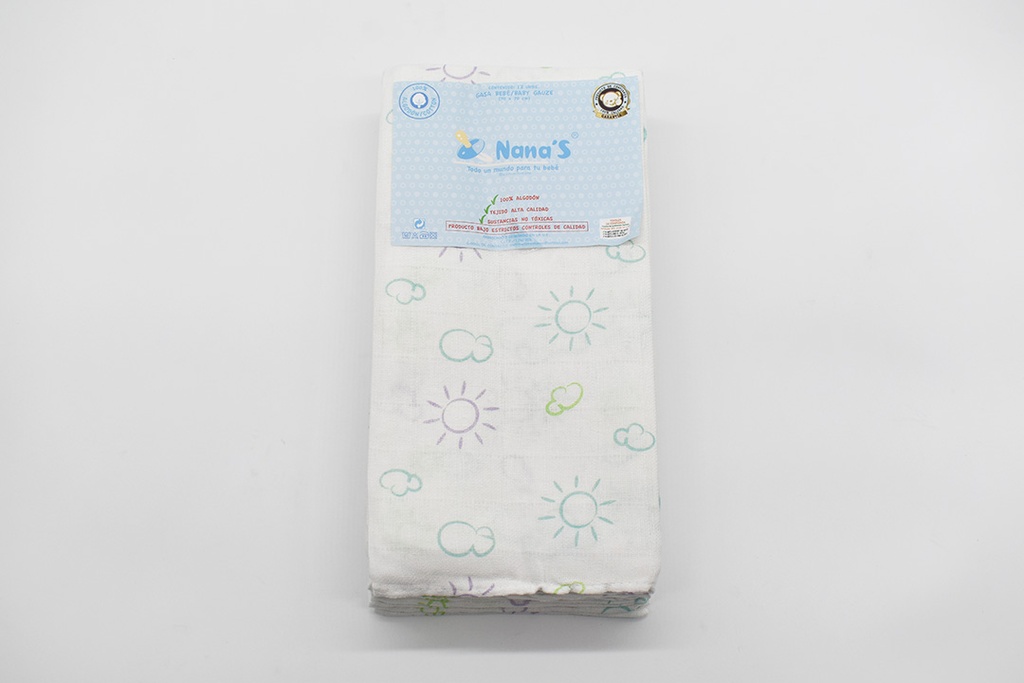 PACK 12 GASAS ESTAMPADAS 70X70 REF 204 DIBUJO 0113 MULTICOLOR NANAS