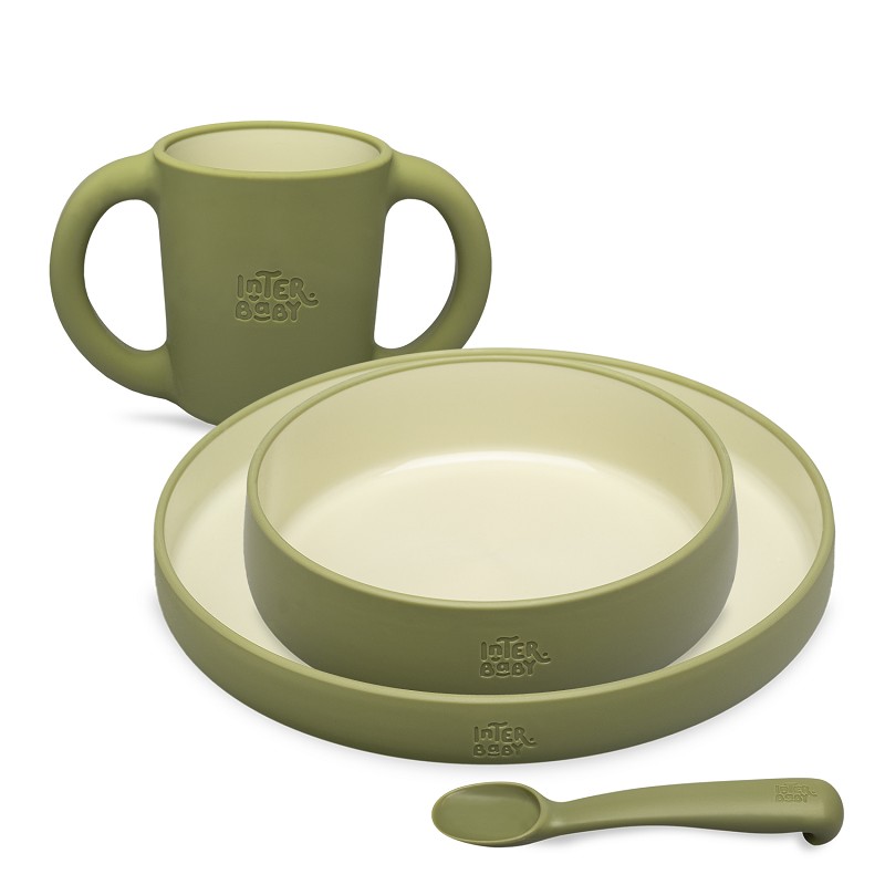 VAJILLA APRENDIZAJE SET42-74 VERDE OLIVA INTERBABY