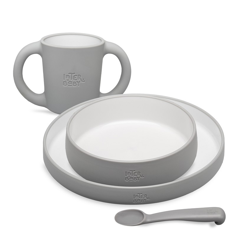 VAJILLA APRENDIZAJE SET42-76 GRIS PETROLEO INTERBABY